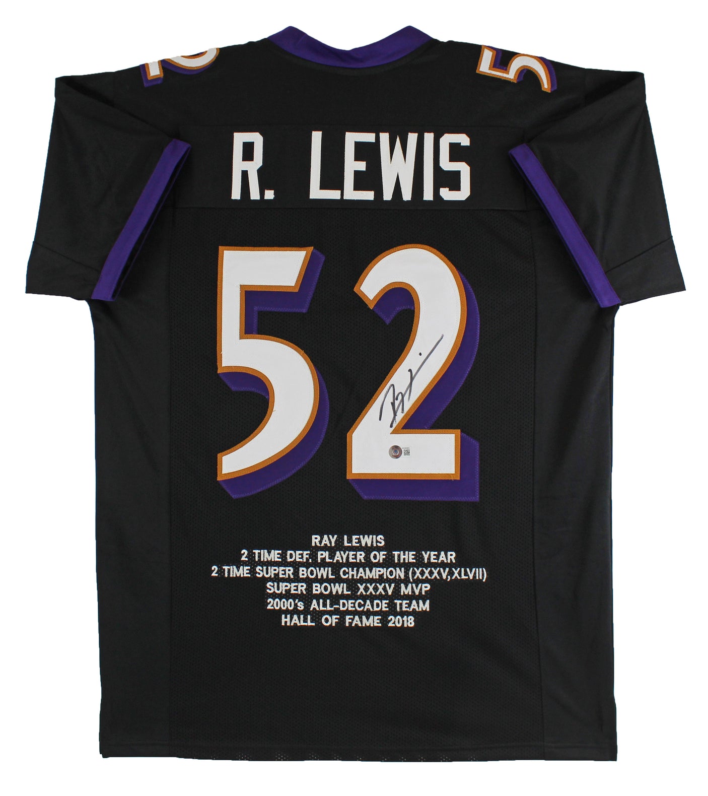 Ray Lewis Authentic Signed Black Pro Style Stat Jersey BAS Witnessed