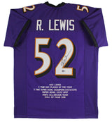 Ray Lewis Authentic Signed Purple Pro Style Stat Jersey BAS Witnessed