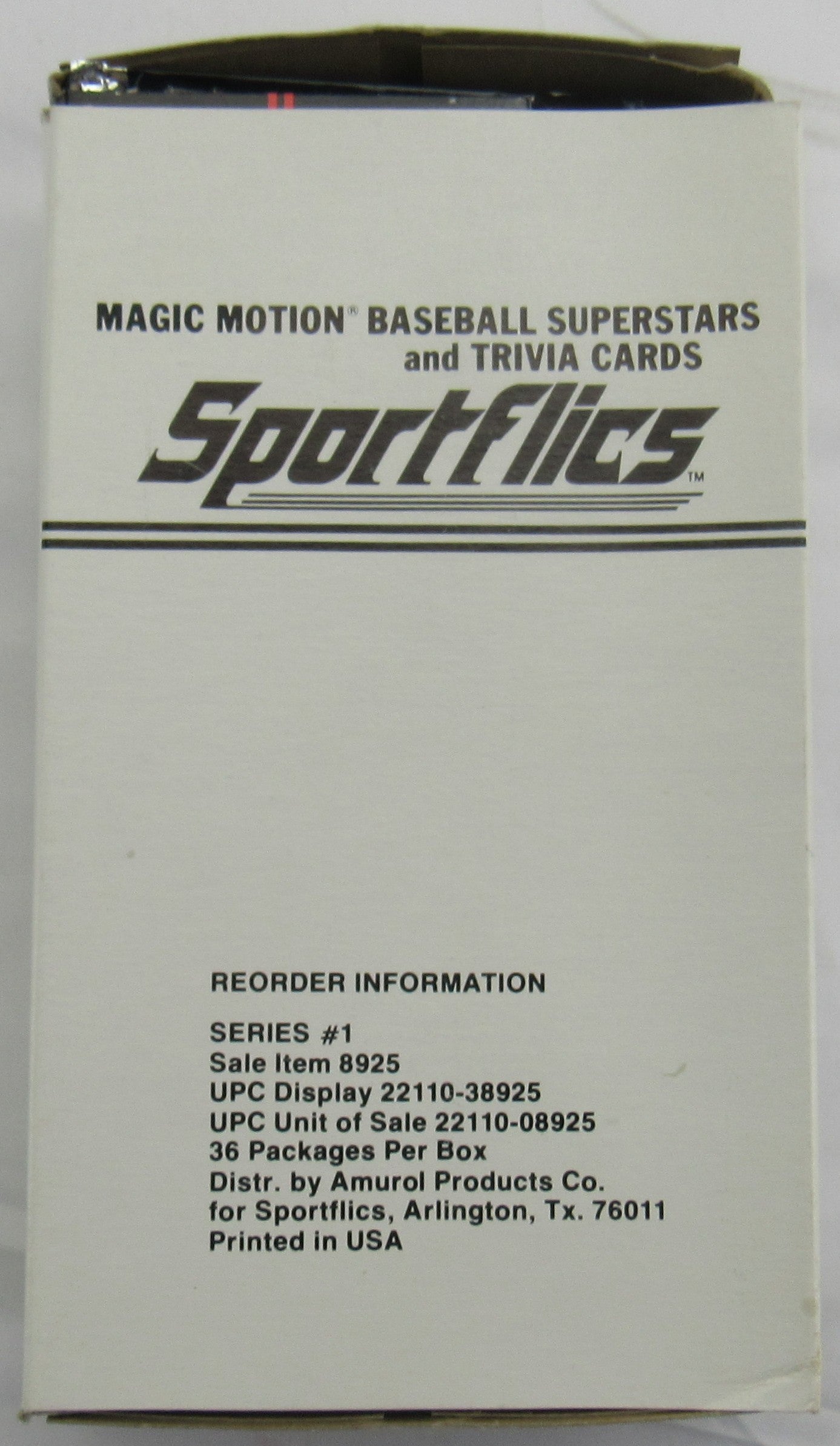 1986 Sportflics Baseball Foil Pack Box - 36 Ct