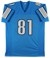 Calvin Johnson Authentic Signed Blue Pro Style Jersey BAS Witnessed
