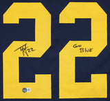 Michigan Ty Law "Go Blue" Signed Navy Blue Pro Style Jersey BAS Witnessed