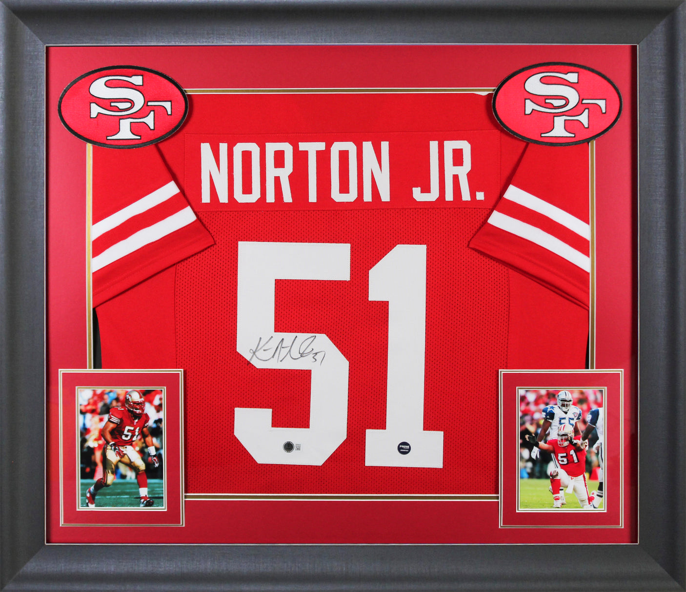 Ken Norton Jr. Authentic Signed Red Pro Style Framed Jersey BAS Witnessed