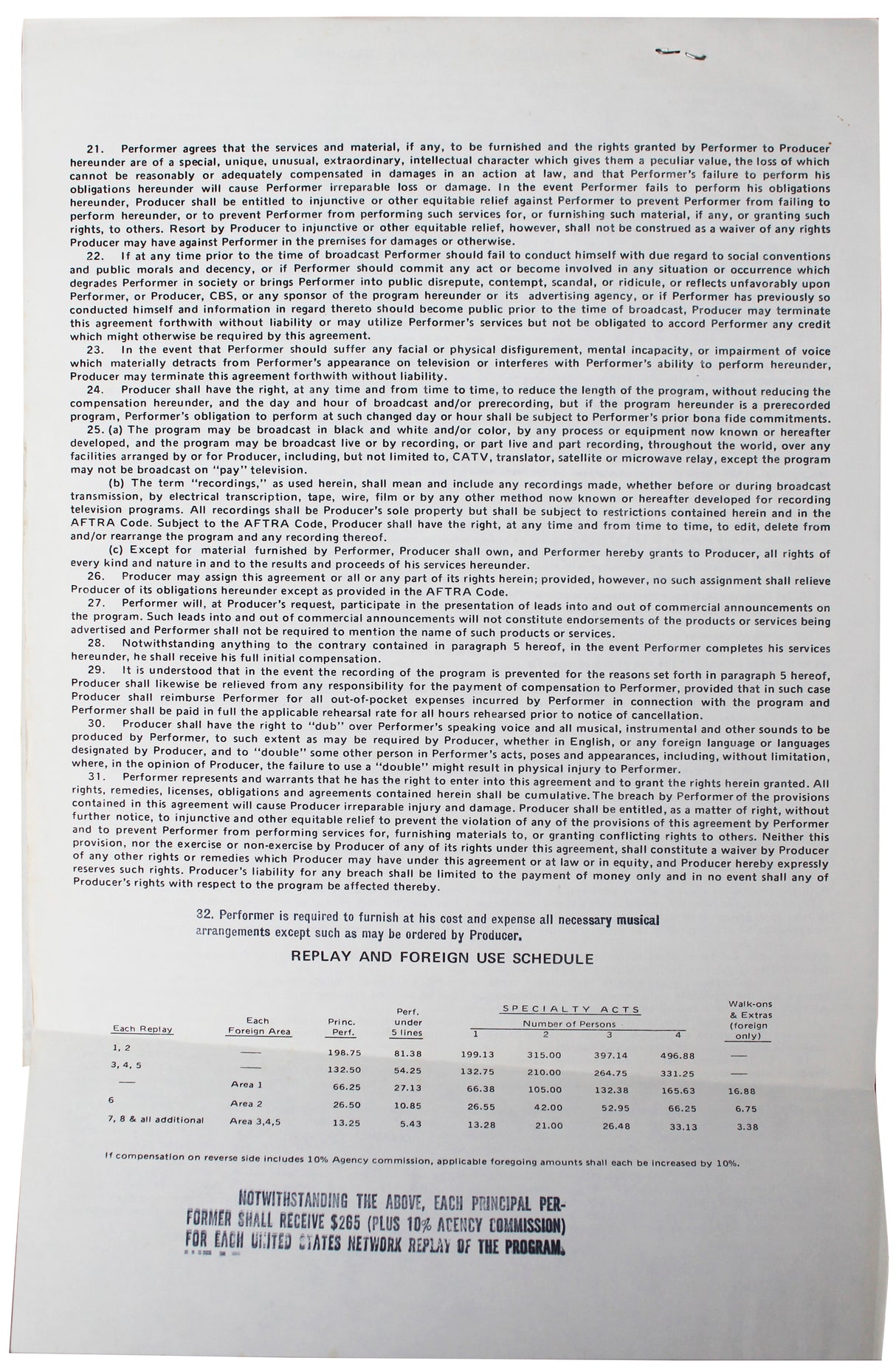 Louis Armstrong Signed 8.5x11 1970 Merv Griffin Show Contract BAS #AC33272