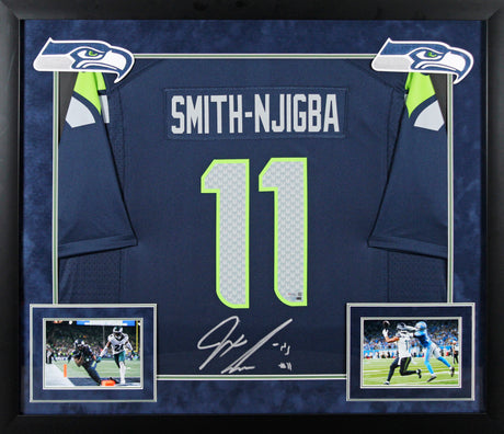 Seahawks Jaxon Smith-Njigba Signed Navy Blue Nike Game Framed Jersey Fanatics