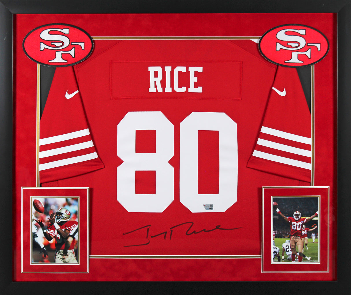 49ers Jerry Rice Authentic Signed Red Nike Game Framed Jersey Fanatics
