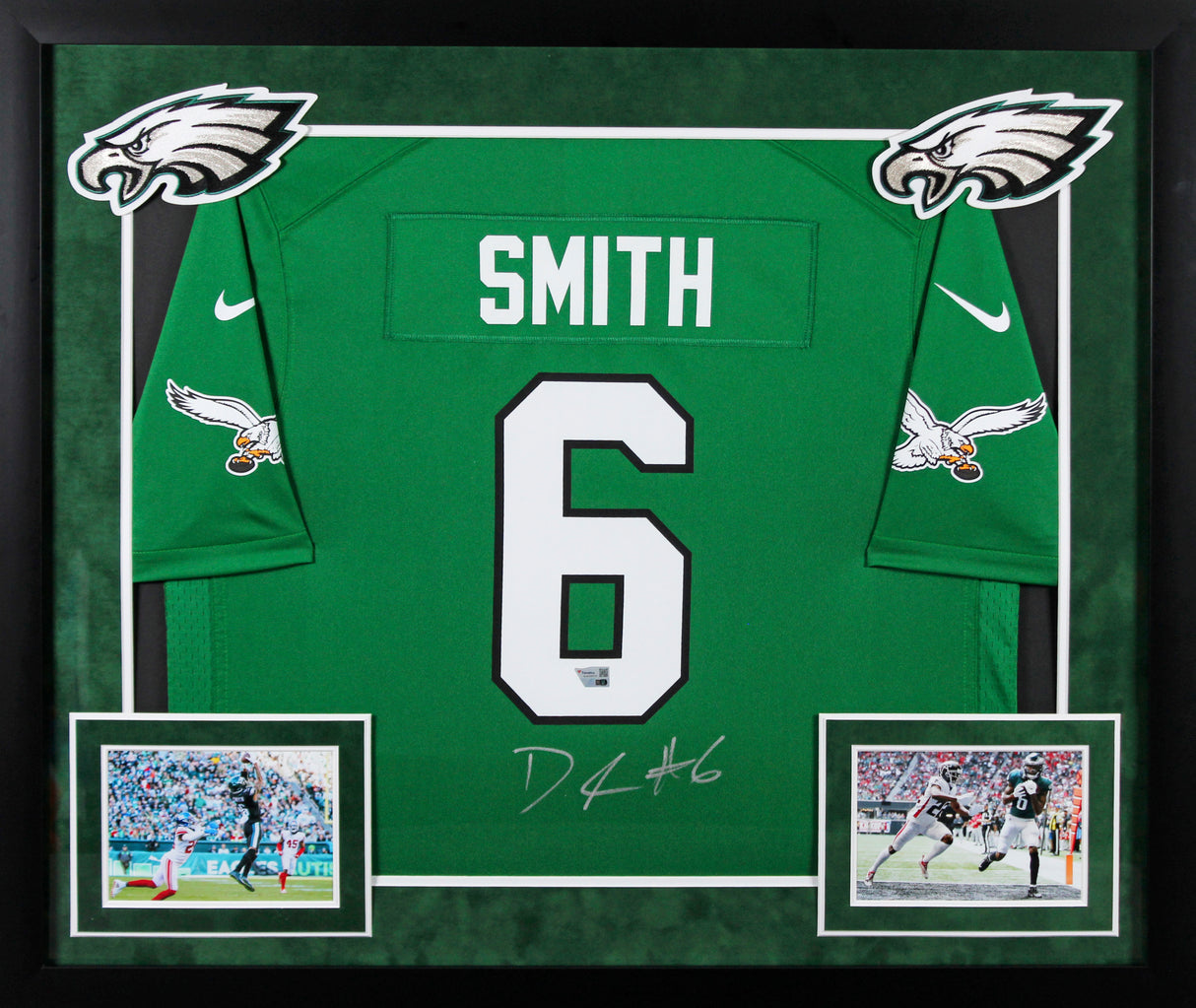 Eagles DeVonta Smith Signed Kelly Green Nike Game Framed Jersey Fanatics