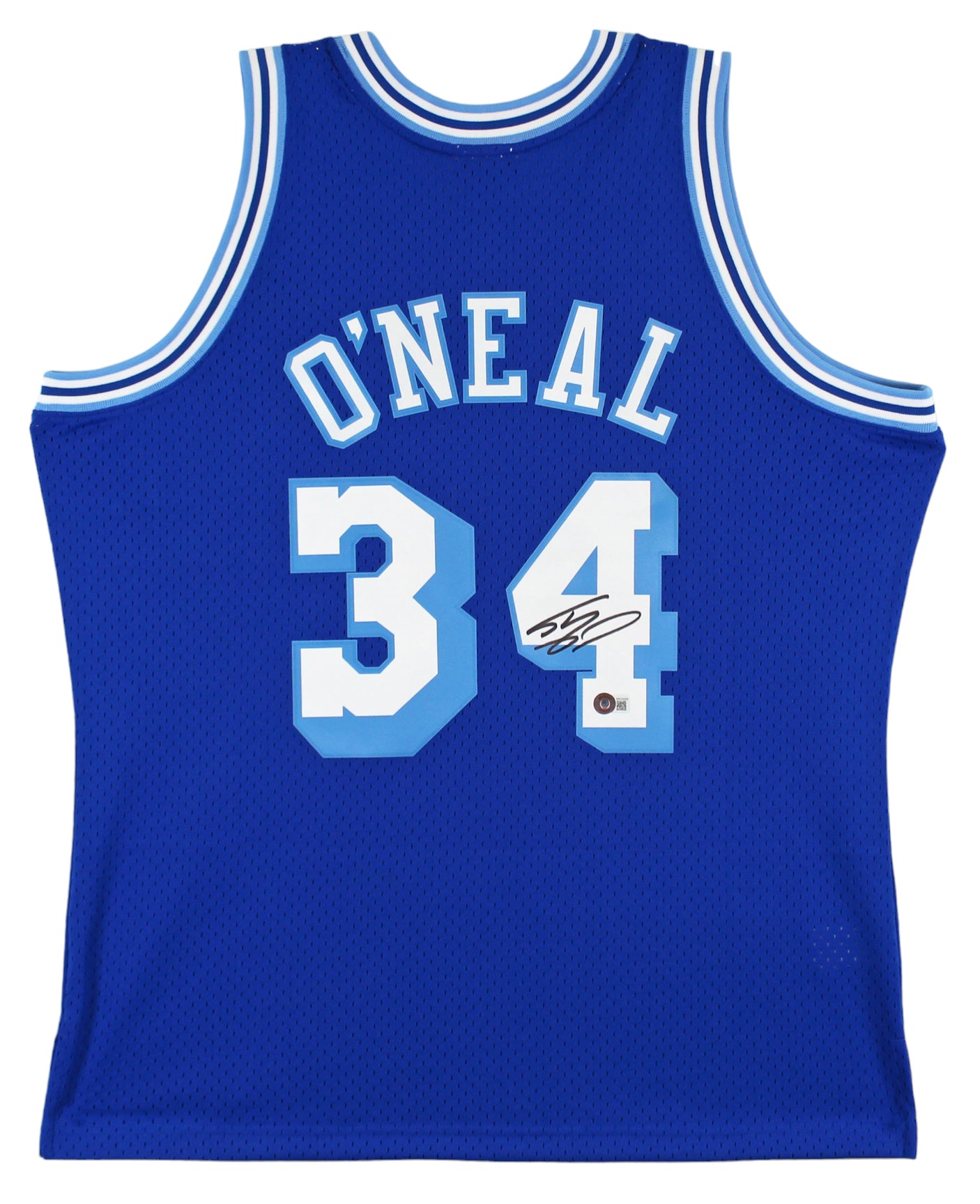 Lakers Shaquille O'Neal Authentic Signed Blue 1996-97 TB M&N HWC Jersey BAS Wit