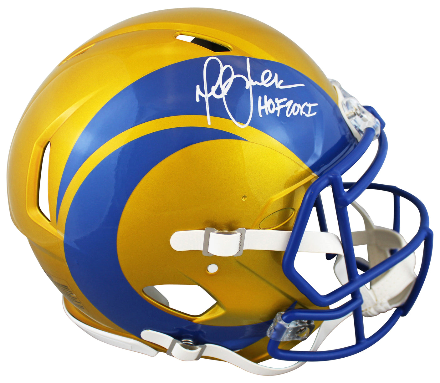 Rams Marshall Faulk HOF 20XI Signed Flash Full Size Speed Proline Helmet BAS Wit