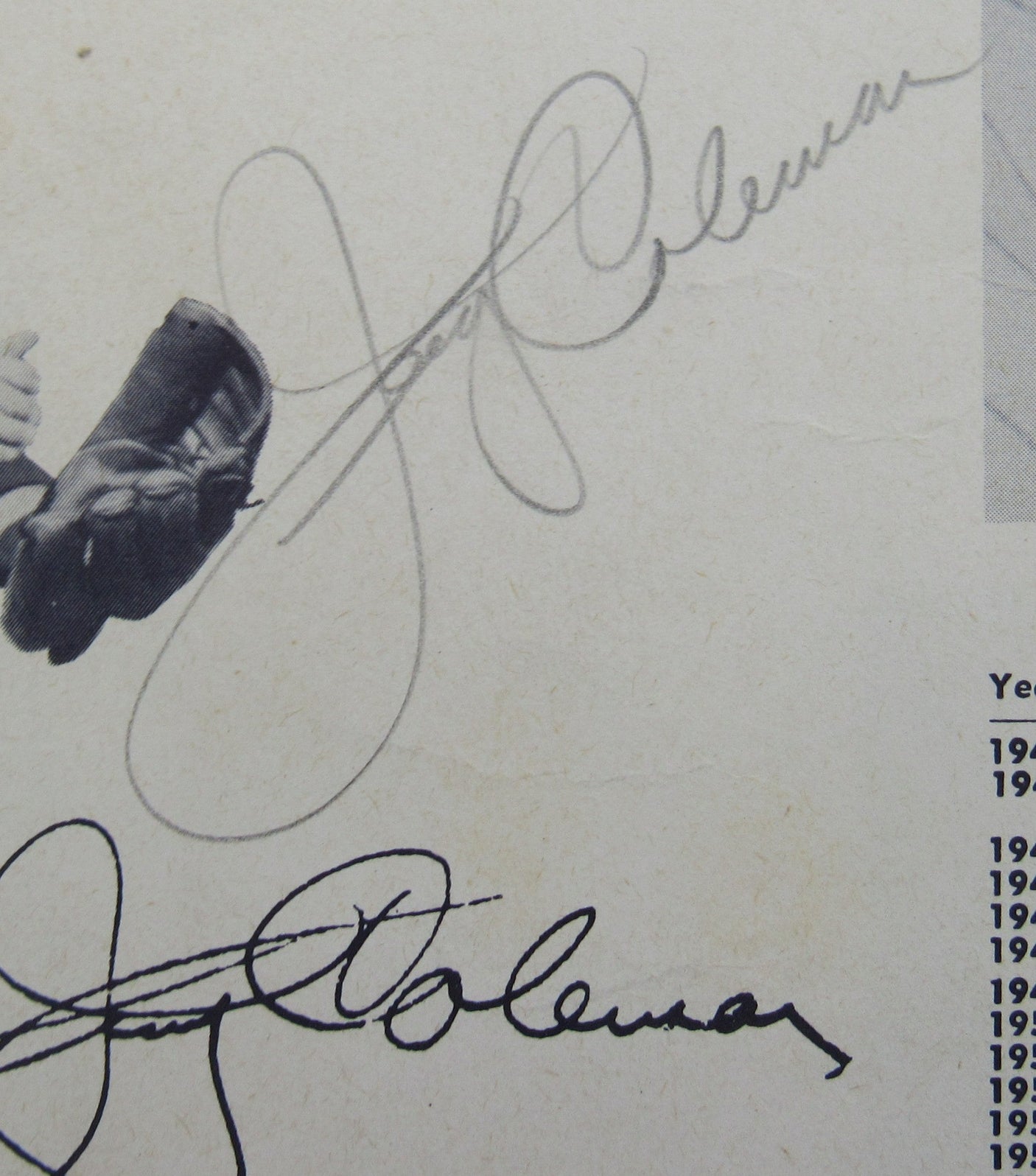 Elston Howard Jerry Coleman Signed Auto Program Page JSA CG64891