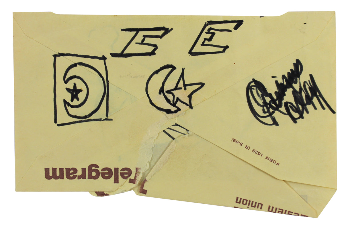 Muhammad Ali World's Heavyweight Champion Signed 5.5x8.5 1969 Telegram PSA/DNA