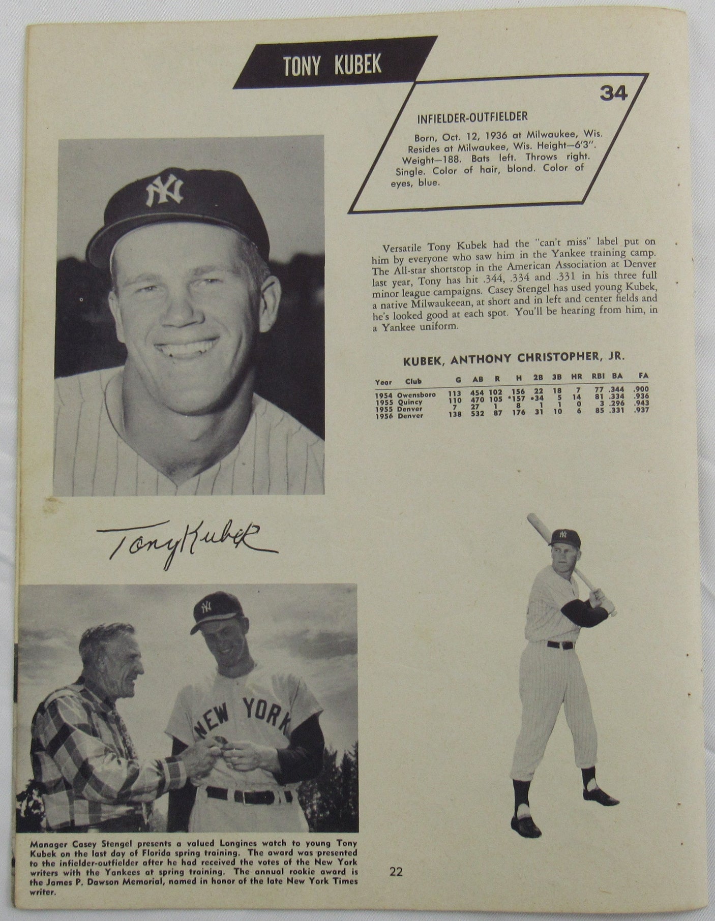 Elston Howard Jerry Coleman Signed Auto Program Page JSA CG64891