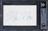 Oliver Stone Platoon Authentic Signed 3x5 Index Card Autographed BAS Slabbed 1