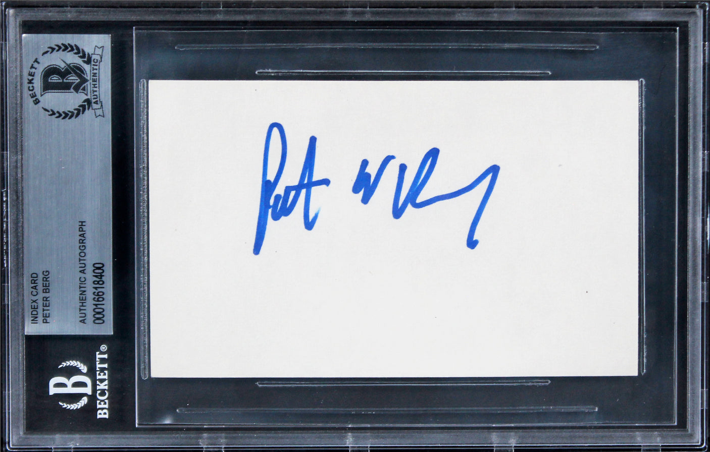 Peter Berg Patriots Day Authentic Signed 3x5 Index Card BAS Slabbed 2