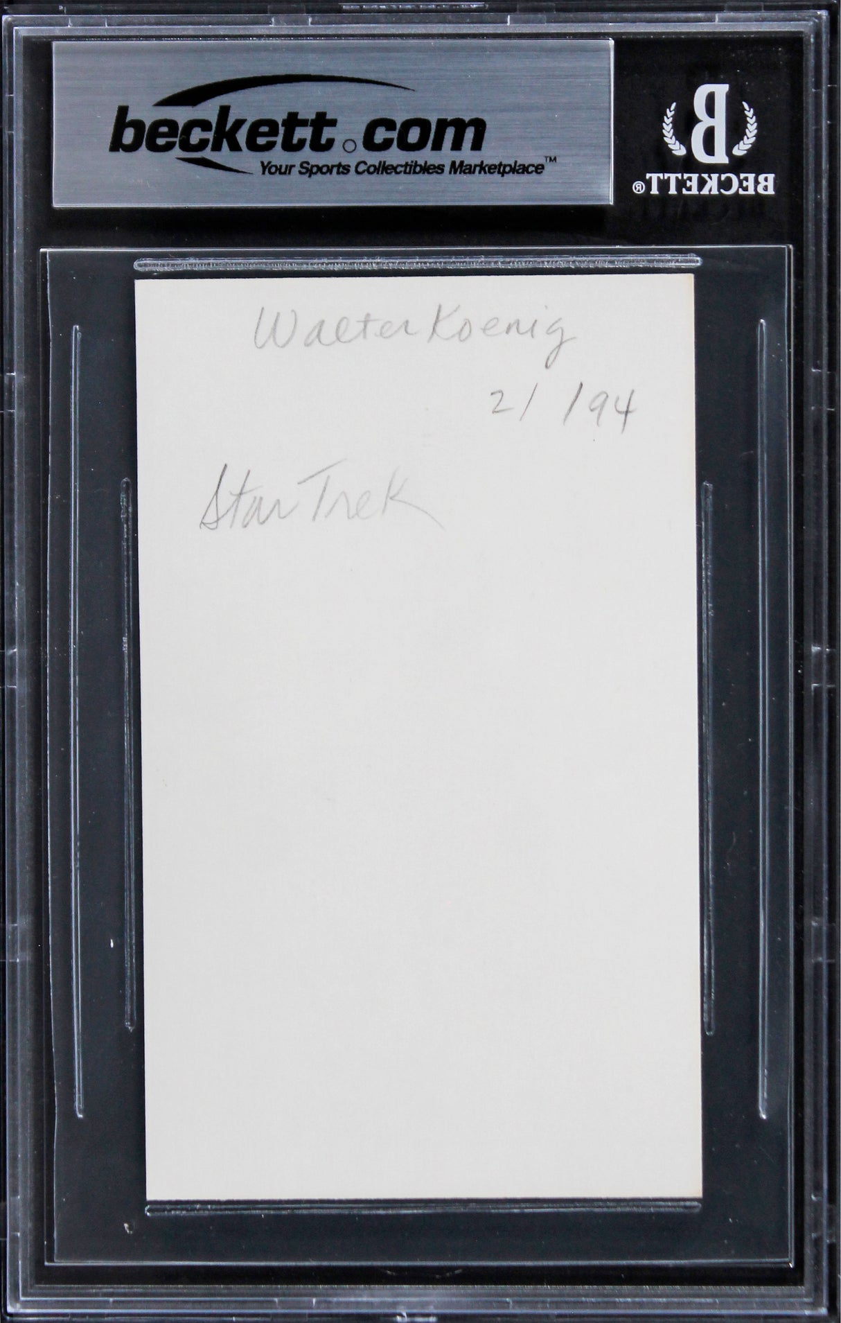 Walter Koenig Star Trek The Movie Authentic Signed 3x5 Index Card BAS Slabbed 1