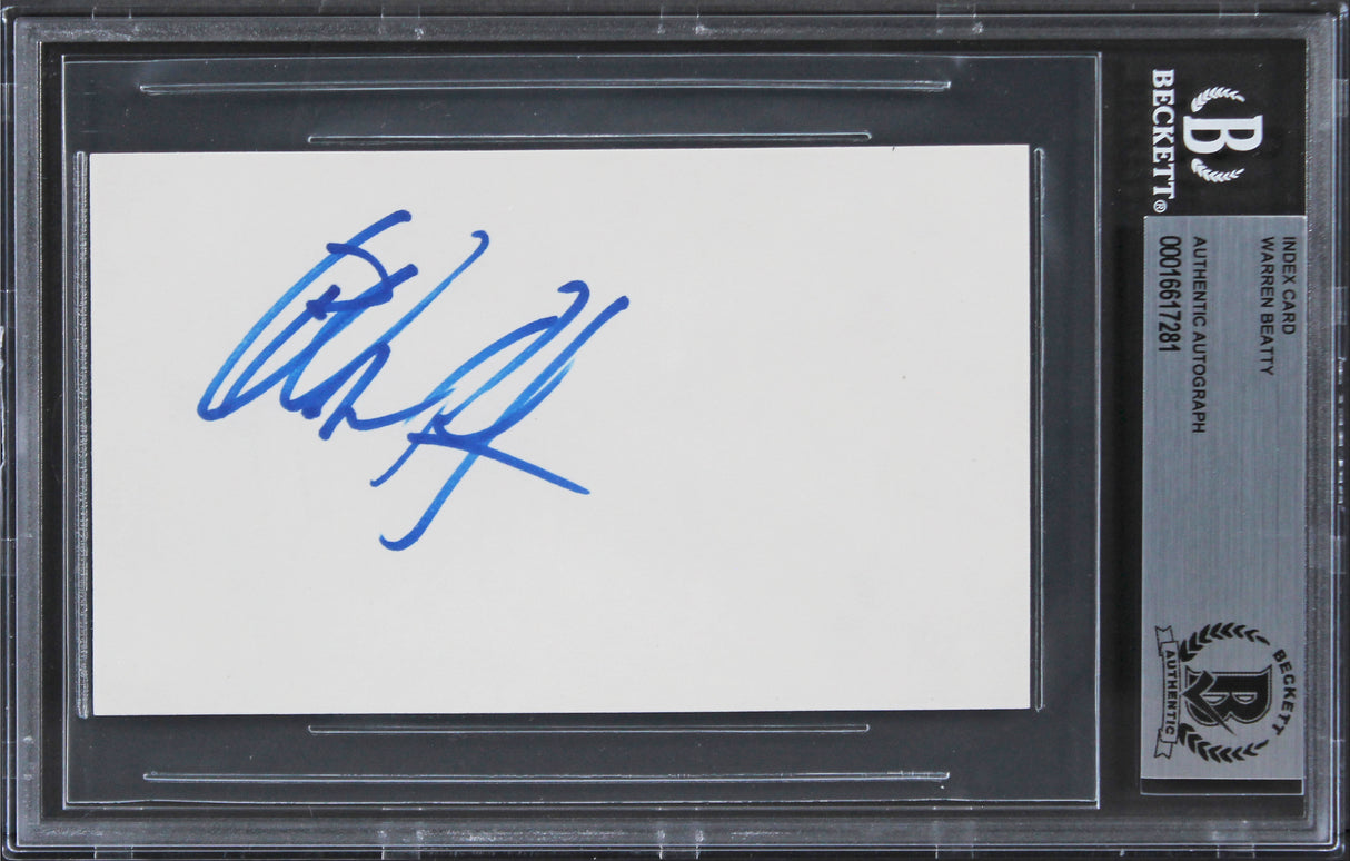 Warren Beatty Bonnie and Clyde Authentic Signed 3x5 Index Card BAS Slabbed 1
