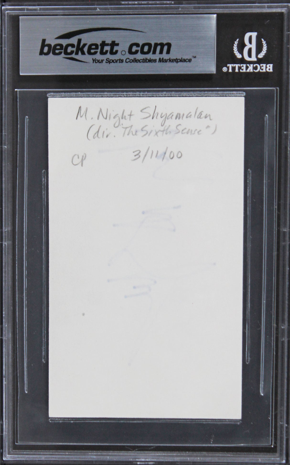 M. Night Shyamalan The Sixth Sense Authentic Signed 3x5 Index Card BAS Slabbed 2