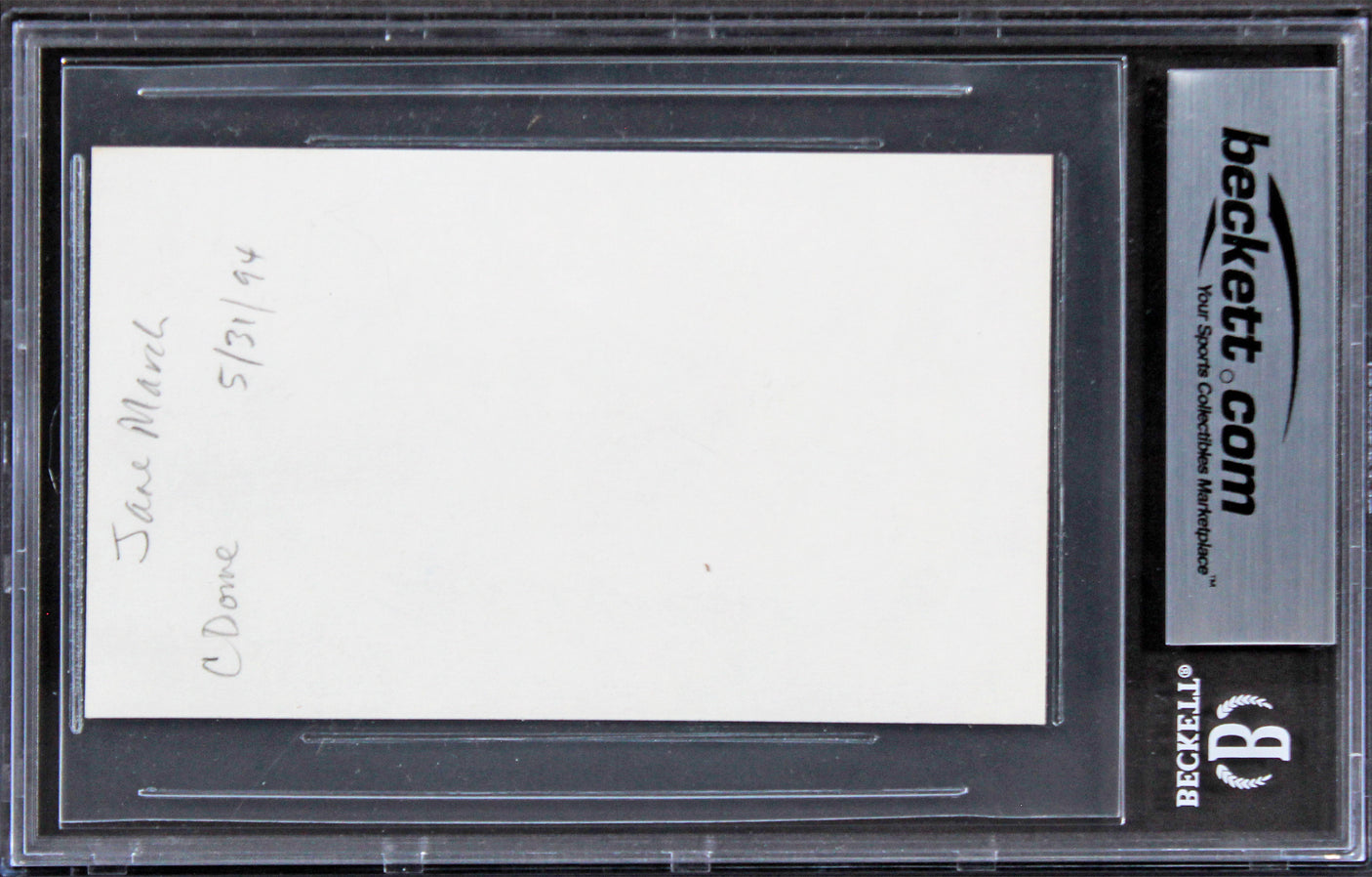 Jane March Color of Night Authentic Signed 3x5 Index Card BAS Slabbed