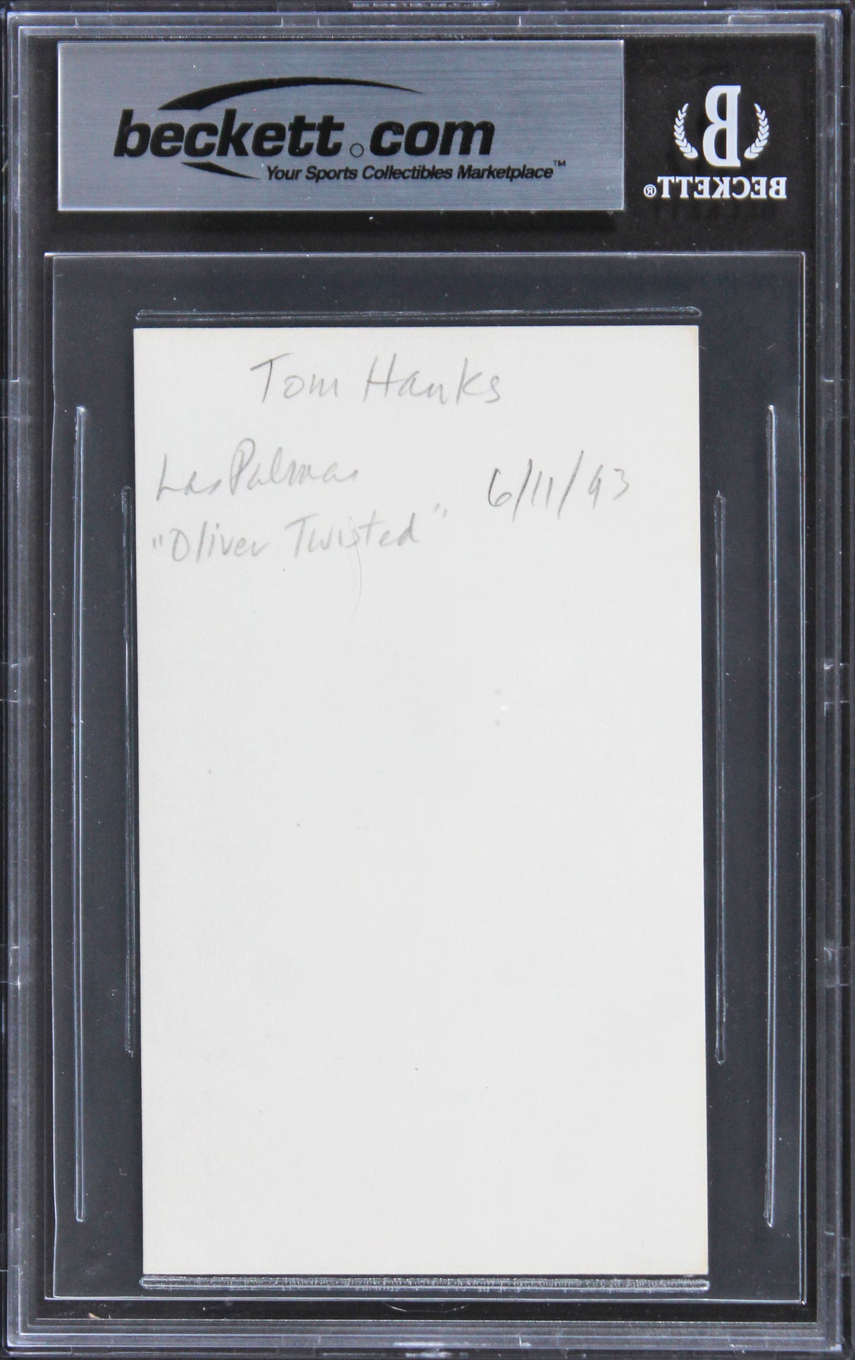 Tom Hanks Forrest Gump Authentic Signed 3x5 Index Card Autographed BAS Slabbed
