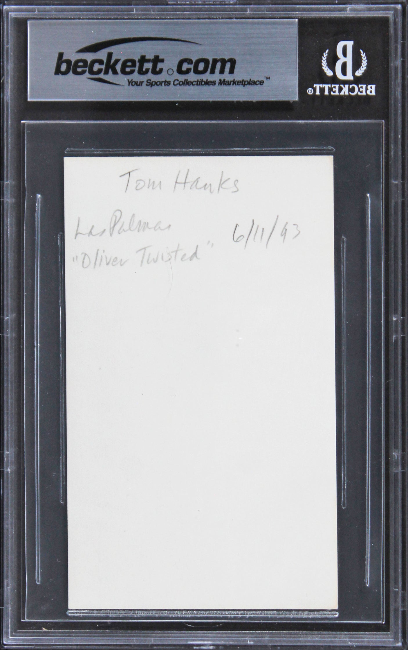 Tom Hanks Forrest Gump Authentic Signed 3x5 Index Card Autographed BAS Slabbed