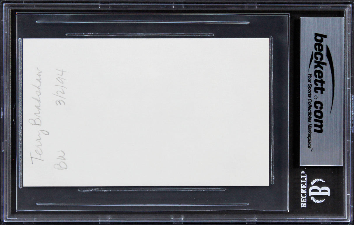 Steelers Terry Bradshaw Authentic Signed 3x5 Index Card Autographed BAS Slabbed