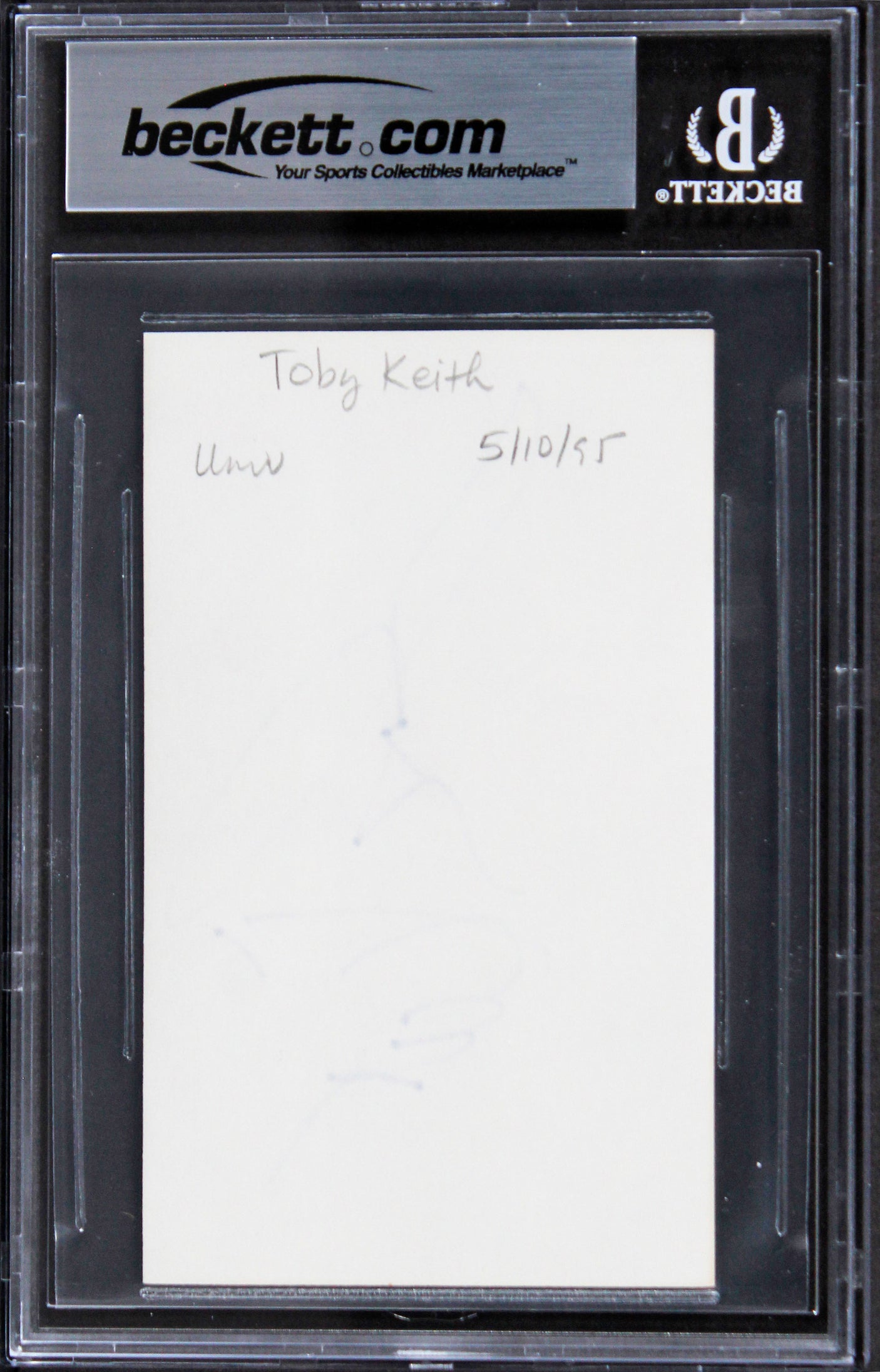 Toby Keith Singer Authentic Signed 3x5 Index Card Autographed BAS Slabbed