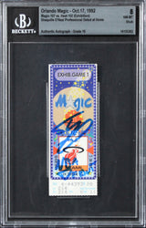 Magic Shaquille O'Neal "NBA Debut" Signed 1992 Ticket NM-MT 8 Auto 10 BAS Slab