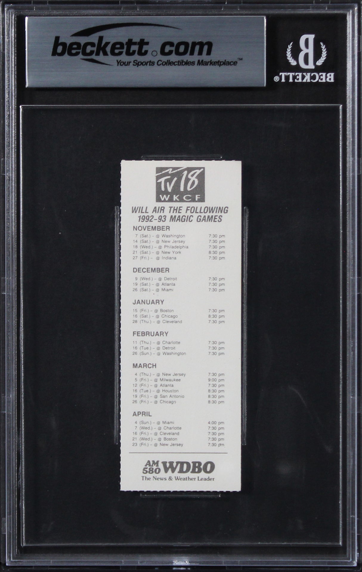 Magic Shaquille O'Neal "NBA Debut" Signed 1992 Ticket NM-MT 8 Auto 10 BAS Slab