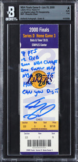Shaquille O'Neal 8x Insc Signed 2000 NBA Finals Game 6 Ticket Auto 10 BAS Slab 1