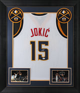 Nikola Jokic Authentic Signed White Pro Style Framed Jersey Autographed JSA