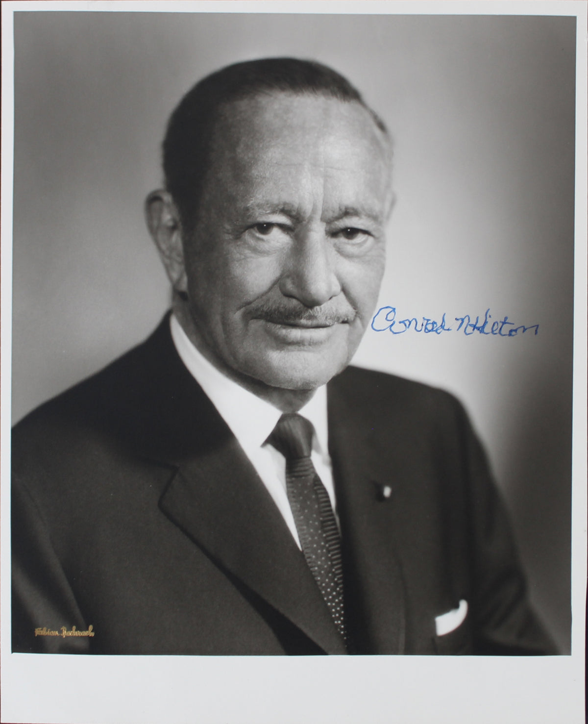 Conrad Hilton Hilton Hotel Founder Authentic Signed 8x10 B&W Photo BAS #AD04270