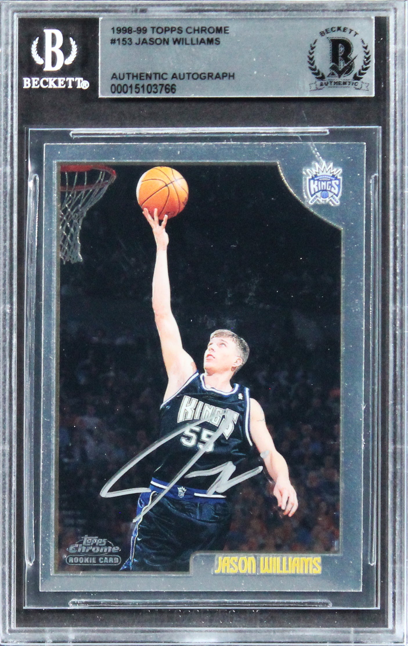Kings Jason Williams Signed 1998 Topps Chrome #153 Rookie Card BAS Slabbed
