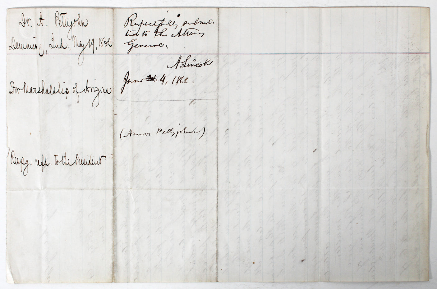 Abraham Lincoln "Respectfully June 4, 1862" Signed 7.5x11.5 Letter BAS #AD04321