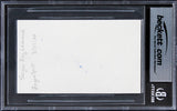 Sugar Ray Lenoard Authentic Signed 3x5 Index Card Autographed BAS Slabbed 4