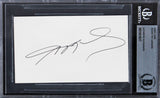 Sugar Ray Lenoard Authentic Signed 3x5 Index Card Autographed BAS Slabbed 5