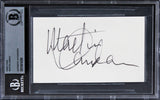 Martin Landau Crimes and Misdemeanors Signed 3x5 Index Card BAS Slabbed 1