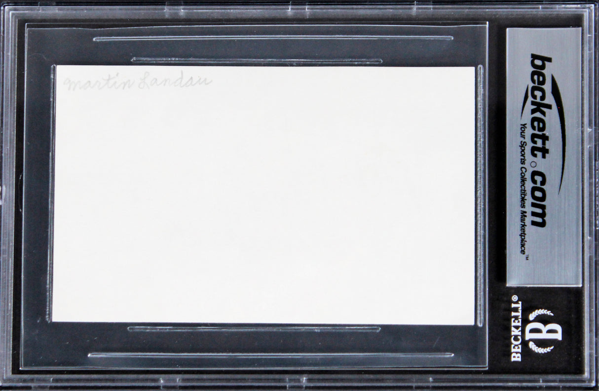 Martin Landau Crimes and Misdemeanors Signed 3x5 Index Card BAS Slabbed 1