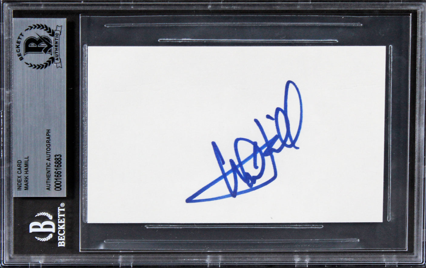 Mark Hamill Star Wars Authentic Signed 3x5 Index Card Autographed BAS Slabbed