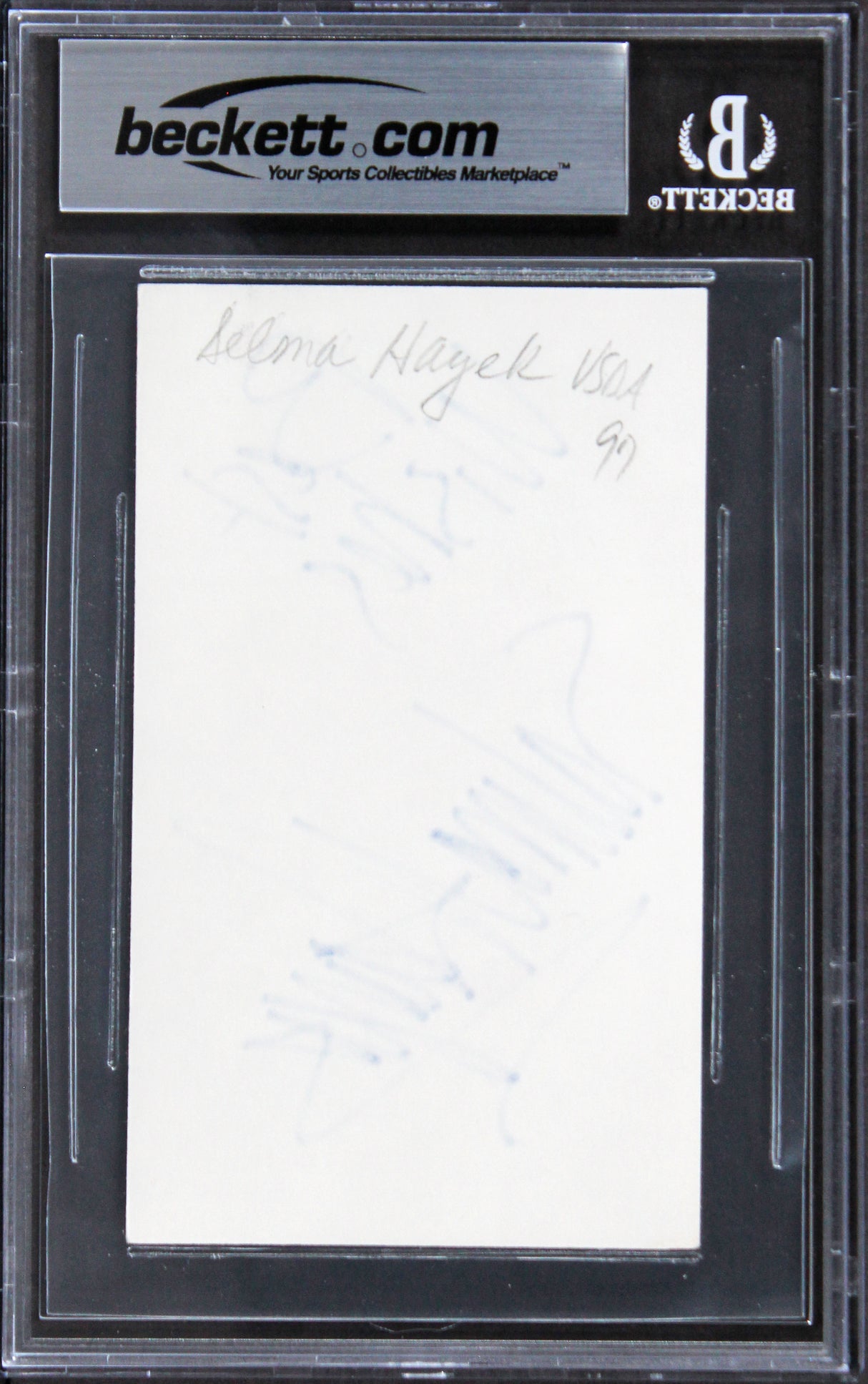 Salma Hayek Grown Ups "Best Wishes" Signed 3x5 Index Card BAS Slabbed 1