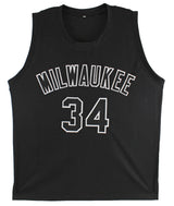 Giannis Antetokounmpo Authentic Signed Black Pro Style Jersey w/Black #s BAS Wit