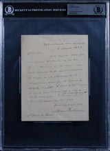 James Buchanan Authentic Signed 5.5x7 1867 Handwritten Letter BAS Slabbed