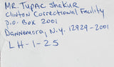 Tupac Shakur Signed 4x9.5 Clinton Correctional Facility Envelope JSA #YY12779