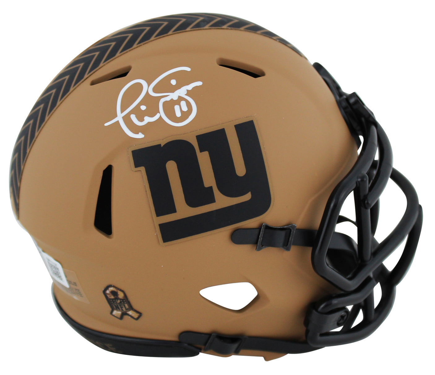 Giants Phil Simms Signed Salute To Service II Speed Mini Helmet BAS Witnessed