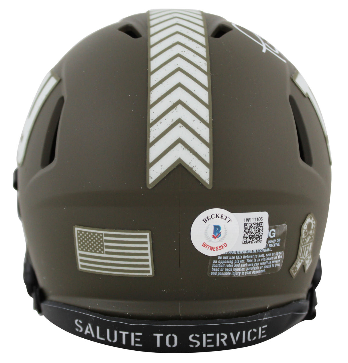 Giants Phil Simms Authentic Signed Salute To Service Speed Mini Helmet BAS Wit