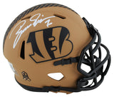 Bengals Boomer Esiason Signed Salute To Service II Speed Mini Helmet BAS Witness
