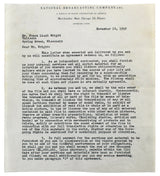 Frank Lloyd Wright Authentic 3x Signed 8.35x9.5 3 Page NBC Contract BAS #AB14681
