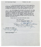 Frank Lloyd Wright Authentic 3x Signed 8.35x9.5 3 Page NBC Contract BAS #AB14681
