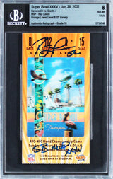 Ray Lewis "SB MVP XXXV" Signed SB XXXV Ticket Stub Ticket 8 Auto 10! BAS Slabbed