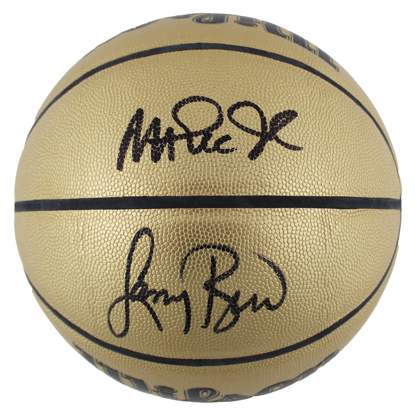 Magic Johnson & Larry Bird Signed Gold Wilson Basketball w/ Case BAS Witnessed