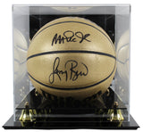 Magic Johnson & Larry Bird Signed Gold Wilson Basketball w/ Case BAS Witnessed