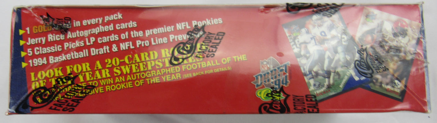 1994 Classic NFL Classic Draft Picks Football Factory Sealed Wax Box JERRY RICE